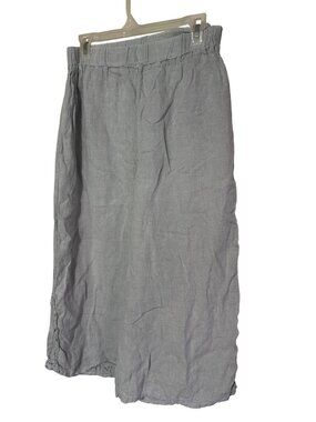 Tempo Paris gray elastic waist wide leg cropped linen pants size L